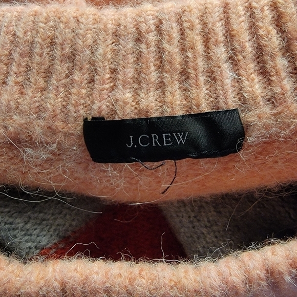 J Crew Sz M/L Colorblock Crewneck Sweater In Heather Rose Alpaca Wool - Picture 5 of 9